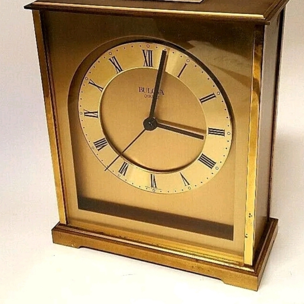 Vintage Bulova Quartz Brass Mantel Clock Made in Germany gift guide